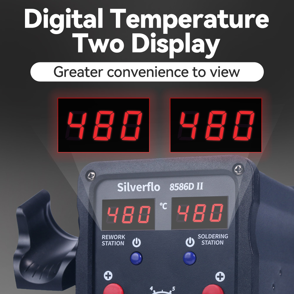 Silverflo 8586D Soldering Stat - Smd Rework Station Hot Air Soldering 2 In 1 recension och pris