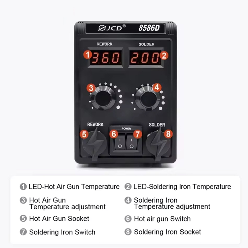 8586D SolderingStation 2in1 75 - Smd Rework Station Hot Air Soldering 2 In 1 recension och pris