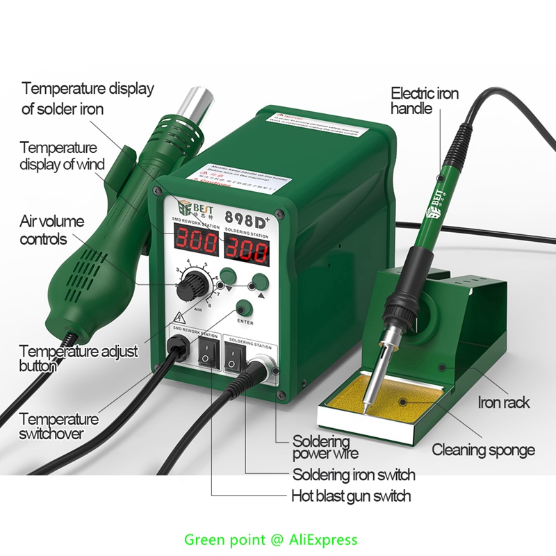 BST-898D+ LED Display 2 in 1 I - Smd Rework Station Hot Air Soldering 2 In 1 recension och pris